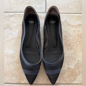 Fendi Black Mesh Pointed Flats